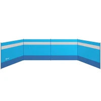 Paravento da Spiaggia Pieghevole Frangivista in Poliestere con Barre in Acciaio, 725x140 cm, Azzurro