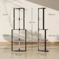 Lampada da terra con ripiani ad angolo 4 livelli, LED dimmerabile, 55,5 x 39,5 x 163 cm, Nero