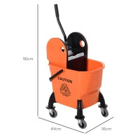 Carrello delle Pulizie Professionale Capacità 26L Strizzatore Rimovibile con Ruote 44 × 36 × 90cm Arancione