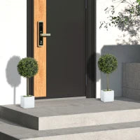 Set di 2 Palle di Bosso Artificiale 45cm Pianta Finta in Vaso, Piante Artificiali in Plastica