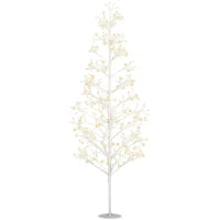 Albero di Natale Artificiale con 384 Luci LED Bianche e Rami Pieghevoli, in PP e Acciaio, Ø20x180 cm, Bianco